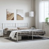 VidaXL Cadru de pat metalic cu tăblie de cap/picioare, alb, 183x213 cm