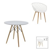 Cumpara ieftin Set masa si scaune 3 buc Ezra-Julita Pako World Alb 80x80x73 cm