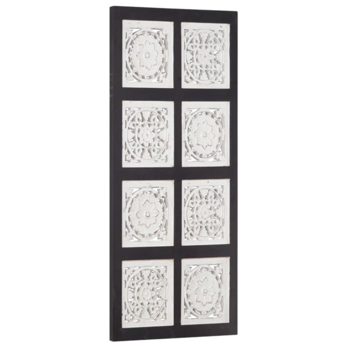 Panou de perete sculptat manual, negru și alb, 40x80x1,5 cm MDF
