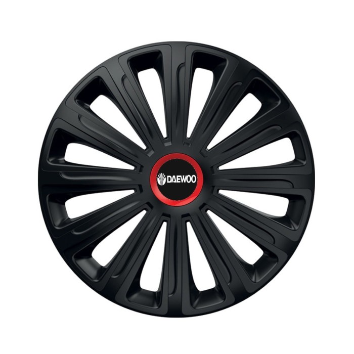 Set 4 capace roti Negre Cu Inel Rosu Trend R15 Compatibil Cu Daewoo