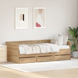 VidaXL Pat de zi Lemn de stejar artizanal Lemn prelucrat 90 x 200 cm