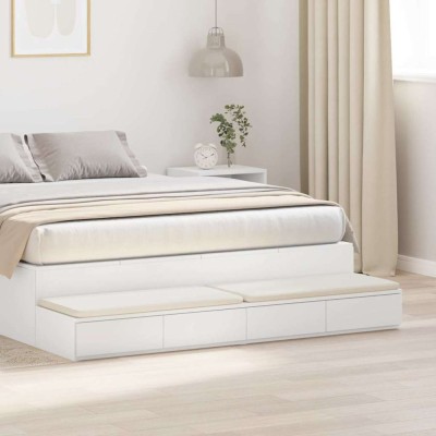 Sertare pentru pat Alb 150x36,5x16,5 cm Lemn prelucrat foto