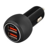 Incarcator auto dual USB QC 3.0, 2x3A, incarcare rapida, negru