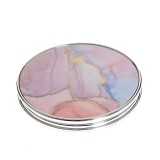 Oglinda compacta rotunda cu model marmorat pastel