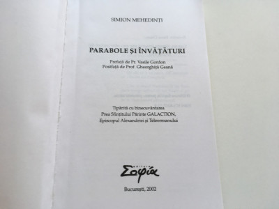 SIMION MEHEDINTI- PARABOLE SI INVATATURI DIN EVANGHELIE. REPRODUCE EDITIA 1942 foto