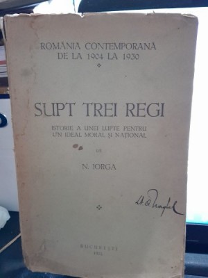 SUPT TREI REGI, ISTORIE A UNEI LUPTE PENTRU UN IDEAL MORAL SI NATIONAL - N. IORGA foto