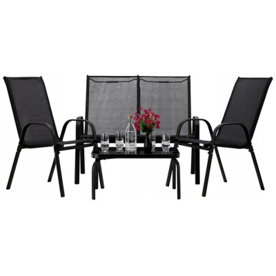 Set mobilier gradina textilene, 2 scaune, 1 canapea si 1 masa, gri inchis Household NewTrend foto