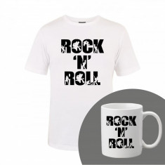 "Rock 'N' Roll" Set Personalizat – Tricou + Cană Alb M