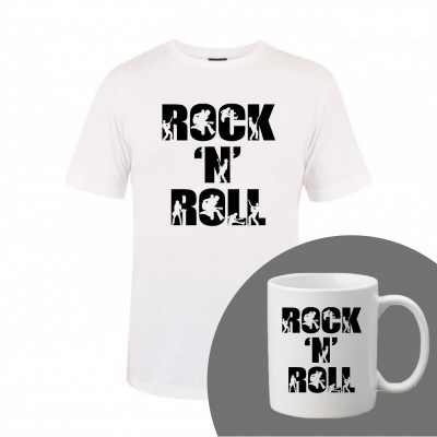 &amp;quot;Rock &amp;#039;N&amp;#039; Roll&amp;quot; Set Personalizat &amp;ndash; Tricou + Cană Negru XXL foto