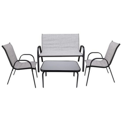 Set mobilier gradina/terasa, gri si negru, 1 masa, 2 scaune, 1 canapea, Fiesta GartenVIP DiyLine foto