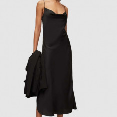 AllSaints rochie culoarea negru, midi, drept