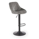 Scaun bar HM H101, tapitat cu stofa tip catifea, inaltime reglabila, suport picioare, 120 kg, gri