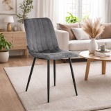 Cumpara ieftin Scaun bucatarie/living, Artool, Lava, catifea gri, picioare metal negru, 43x51x90 cm