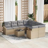 VidaXL Set de canapele pentru grădină 9 pcs Bej, Gri 55 x 55 x 37 cm