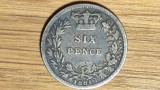 Anglia Marea Britanie - moneda argint 925 - 6 pence sixpence 1881 - Victoria, Europa