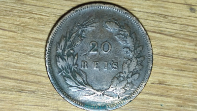 Portugalia - moneda de colectie - 20 reis 1892 - Carlos I - foarte frumoasa ! foto