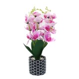 Orhidee Artificiala Ghiveci, 40cm, Roz, Decorativa - Aranjament Floral Realist, Interior/Exterior
