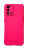 Husa silicon protectie camera si microfibra pentru Oppo A74 4G Roz Neon