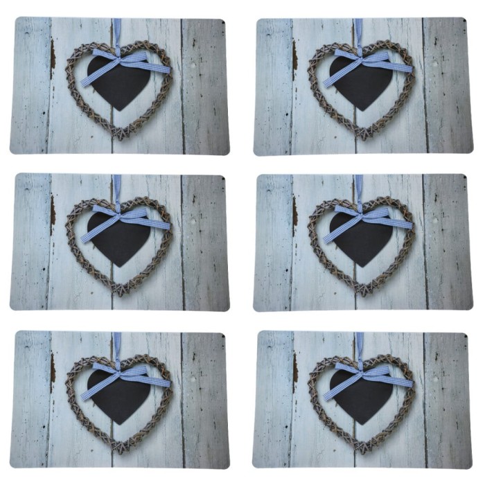 Set suport farfurie pentru servirea mesei, model Pufo Love, 6 bucati