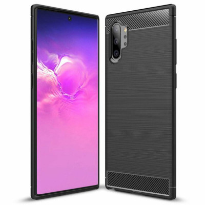 Husa pentru Samsung Galaxy Note 10 Plus 4G / Note 10 Plus 5G, Techsuit Carbon Silicone, Black foto