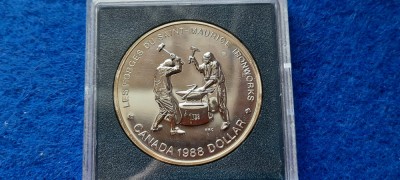 CANADA 1 DOLLAR 1988 Proof argint Ironworkers foto