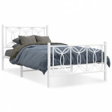 VidaXL Cadru de pat metalic cu tăblie de cap/picioare, alb, 107x203 cm