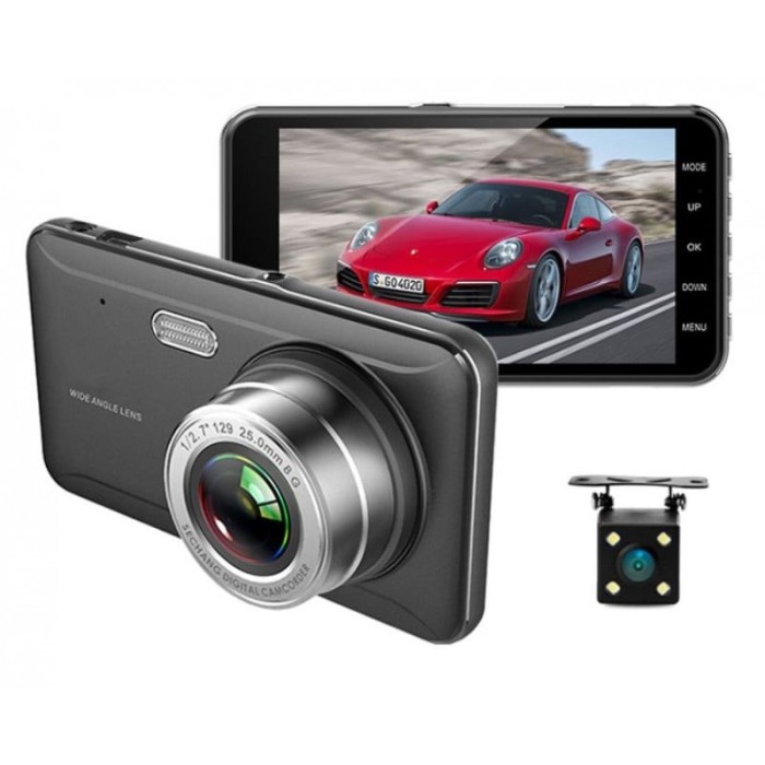 Camera Video Auto DVR Dubla FullHD Techstar&reg; A17 Unghi 170&deg; Display 4&quot;, Senzori Miscare si Night Vision