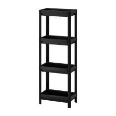 Etajera cu 4 polite, 36 x 23 x 100 cm, plastic, maxim 4 kg, Negru