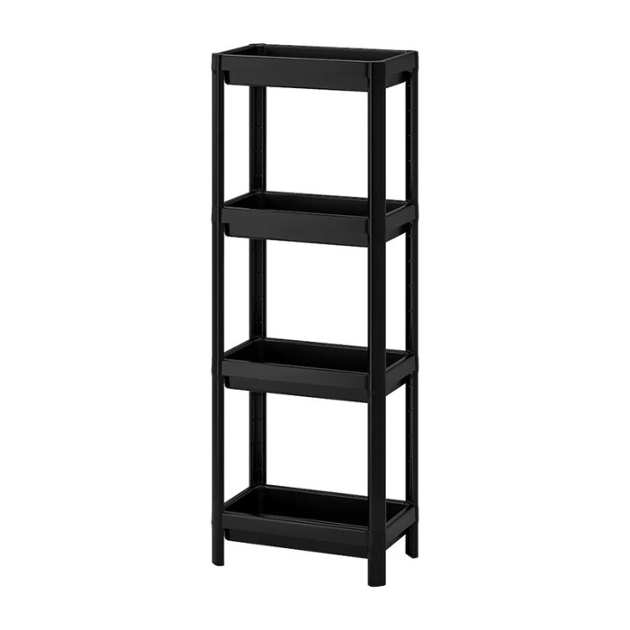 Etajera cu 4 polite, 36 x 23 x 100 cm, plastic, maxim 4 kg, Negru