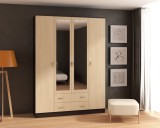 Cumpara ieftin Dulap Garmonia 4U Wenge+Mesteacan 160x50x220 cm