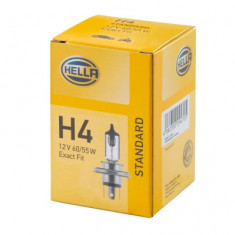 Bec auto halogen HELLA H4 12V; 60/55W; performance; 60% mai multa lumina; P43t; 8GJ223498221, 1 buc.