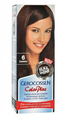 Vopsea de par Silk &amp;amp; Shine 6 Castaniu - Color Plus, 50g, Gerocossen foto