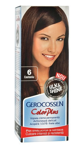 Vopsea de par Silk &amp; Shine 6 Castaniu - Color Plus, 50g, Gerocossen