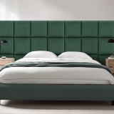 Set 4 panouri tapitate de perete Carpino, catifea verde &icirc;nchis 30x30 cm