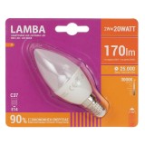 Bec LED E14 2W, C37, Alb Cald, 170 Lumeni, 25.000 Ore, Economisire 90%, CMCLASS