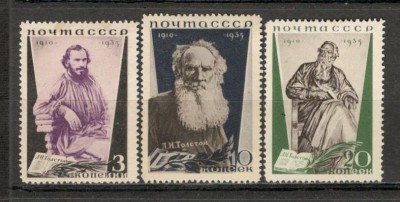 U.R.S.S.1935 25 ani moarte L.Tolstoi-scriitor MU.16 foto