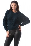 E763-44 Pulover gros accesorizat cu franjuri in zona manecilor, S/M