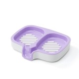 Savoniera Dubla, Flippy, Sistem de Scurgere a Apei, din ABS, 14.5 x 18 x 3 cm, Mov/Alb