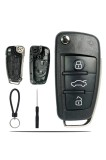 Carcasă cheie auto cu 3 butoane flip pentru Audi A1 A2 A3 A4 A6 A8 Q1 Q3 Q7 TT &ndash; Negru