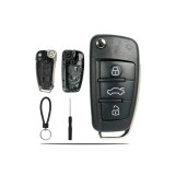Carcasă cheie auto cu 3 butoane flip pentru Audi A1 A2 A3 A4 A6 A8 Q1 Q3 Q7 TT &ndash; Negru