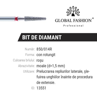 Bit diamantat, con rotunjit, rosu, 850/014 R foto