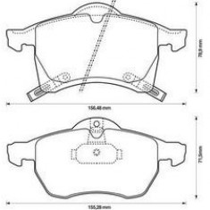 Set Placute frana SRLine POlonia S70-0028 pentru Opel Astra F Classic, Astra G 1998-2009, Meriva B 2010-, Zafira A 1999-2005; 1605009, Punte Fata Kft