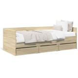 Cumpara ieftin Pat de zi cu sertare fara saltea, stejar sonoma, 75x190 cm