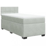 Cumpara ieftin Pat box spring cu saltea, gri deschis, 90x200 cm, catifea