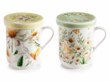 Cumpara ieftin Set 2 cani cu capac ceramica multicolora Musetel &Oslash; 7,5 cm x 10,5 H, 300 ml
