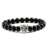 Cumpara ieftin Bratara unisex leopard, BT131, Negru/Argintiu
