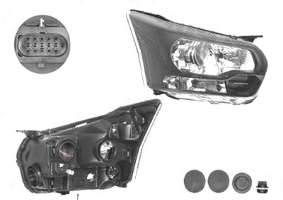 Far Ford Transit, 06.2016-, fata, Dreapta, cu daytime running light; H15+H7+PY21W+W5W; electric; negru; cu motor, TYC foto