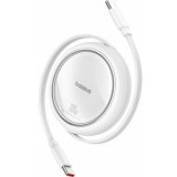Cablu alimentare si date Baseus Free2Draw Mini, Fast Charging Data Cable pt. smartphone, retractabil, USB Type-C la USB Type-C 100W, 1m, alb