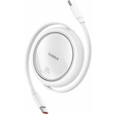 Cablu alimentare si date Baseus Free2Draw Mini, Fast Charging Data Cable pt. smartphone, retractabil, USB Type-C la USB Type-C 100W, 1m, alb