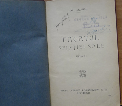 PACATUL SFINTIEI SALE - AL. CAZABAN, INTERBELICA foto